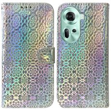Per OPPO Reno11 Custodia per telefono in pelle con fibbia magnetica colorata globale (argento)