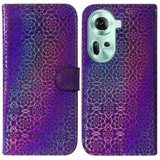 Per OPPO Reno11 Custodia per telefono in pelle con fibbia magnetica colorata globale (viola)