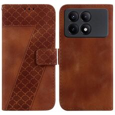 Custodia per telefono in pelle goffrata a forma di 7 per Xiaomi Redmi K70E / Poco X6 Pro (marrone)