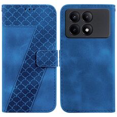 Per Xiaomi Redmi K70E / Poco X6 Pro Custodia per telefono in pelle goffrata a forma di 7 (blu)