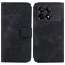 Per Xiaomi Redmi K70E / Poco X6 Pro Custodia per telefono in pelle goffrata a forma di 7 (nera)
