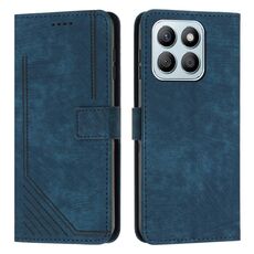 Per Honor X8b Custodia per telefono in pelle con motivo a strisce Skin Feel con cordino (blu)