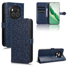 Custodia per telefono in pelle con texture a nido d'ape per Honor Magic6 (blu)