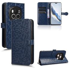 Custodia per telefono in pelle con texture a nido d'ape per Honor Magic6 Pro (blu)
