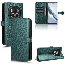 Custodia per telefono in pelle con texture a nido d'ape per Honor Magic6 Pro (verde)