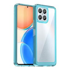 Per Honor X6S Custodia per telefono ibrida in TPU acrilico serie colorata (blu trasparente)