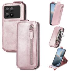 Per Xiaomi Redmi K70E Custodia per cellulare in pelle con chiusura verticale a portafoglio con cerniera (rosa)