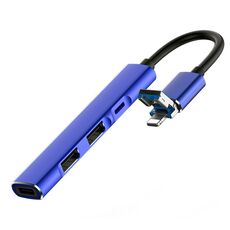 HUB docking station multifunzione con porte 4 in 1 da 8 pin/USB a Type-C/2个USB/8 pin (blu)