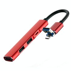 HUB docking station multifunzione con porte 4 in 1 da 8 pin/USB a Type-C/2个USB/8 pin (rosso)