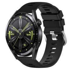 Per Huawei Watch GT3 46mm 22mm Cinturino in silicone morbido a tinta unita (nero)