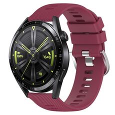 Per Huawei Watch GT3 46mm 22mm Cinturino in silicone morbido a tinta unita (rosso vino)