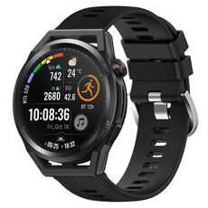 Per Huawei Watch GT Runner 22mm Cinturino in silicone morbido a tinta unita (nero)