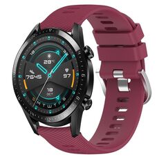 Per Huawei GT2 46mm 22mm Cinturino in silicone morbido a tinta unita (rosso vino)