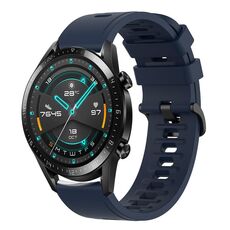 Per Huawei Watch GT2 42mm 20mm Cinturino in silicone morbido a tinta unita (blu notte)