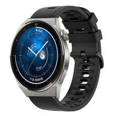Per Huawei Watch GT3 Pro 46mm 22MM Cinturino in silicone morbido a tinta unita (nero)