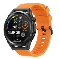 Per Huawei Watch GT Runner 22MM Cinturino in silicone morbido a tinta unita (arancione)