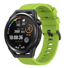 Per Huawei Watch GT Runner 22MM Cinturino in silicone morbido a tinta unita (verde lime)