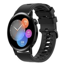 Per Huawei Watch 3 22MM Cinturino in silicone morbido a tinta unita (nero)