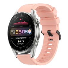 Per Huawei Watch 3 Pro 22MM Cinturino in silicone morbido a tinta unita (rosa)