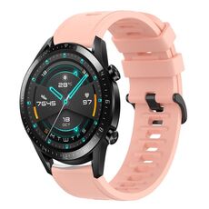 Per Huawei GT2 46mm 22MM Cinturino in silicone morbido a tinta unita (rosa)