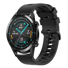 Per Huawei GT2 46mm 22MM Cinturino in silicone morbido a tinta unita (nero)