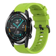 Per Huawei GT2 46mm 22MM Cinturino in silicone morbido a tinta unita (verde lime)