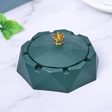 Posacenere in acciaio inossidabile con corona di copertura Decorazione per la casa (verde scuro)