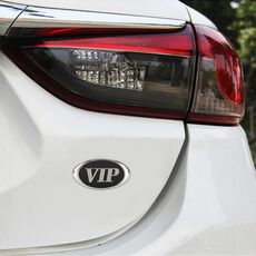 Adesivi decorativi personalizzati in metallo VIP stile ovale per auto, dimensioni: 6,5 x 3,5 x 0,5 cm