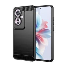 Per OPPO Reno11 F 5G Custodia per telefono TPU in fibra di carbonio con texture spazzolata globale (nera)
