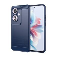 Per OPPO Reno11 F 5G Custodia per telefono TPU in fibra di carbonio con struttura spazzolata globale (blu)