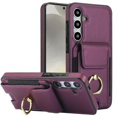 Custodia per telefono con supporto ad anello per borsa elastica per Samsung Galaxy S24+ 5G (viola)