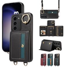 Per Samsung Galaxy S23+ 5G Borsa a tracolla con portafoglio Porta anello Custodia in pelle per telefono (Nero)