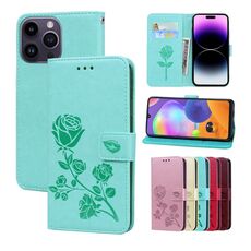 Custodia per telefono in pelle PU con vibrazione rosa goffrata per iPhone 15 Pro Max (verde)