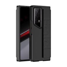 Custodia per telefono con cover posteriore con impugnatura elastica per pelle Honor Magic V2 RSR (nera)