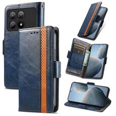 Per Xiaomi Redmi K70E CaseNeo Splicing Custodia per telefono in pelle con doppia fibbia magnetica (blu)