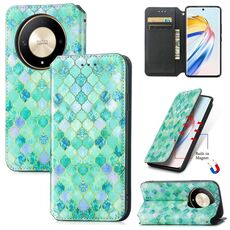 Per Honor X9b CaseNeo Custodia per telefono in pelle magnetica colorata (Smeraldi)