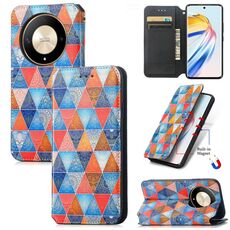Per Honor X9b CaseNeo Custodia per telefono in pelle magnetica colorata (rombo mandala)