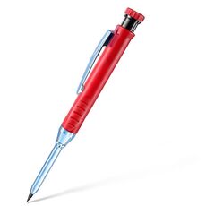 Matita per la lavorazione del legno con punta lunga in metallo, foro profondo, pennarello ad asciugatura rapida, colore: penna rossa
