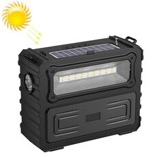 DV-690 Altoparlante Bluetooth wireless solare con doppia luce LED Radio FM da campeggio esterna (nero)