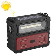 DV-690 Altoparlante Bluetooth wireless solare con doppia luce LED Radio FM da campeggio esterna (rosso)