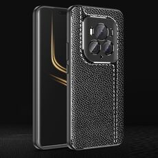 Custodia per telefono in TPU antiurto con texture litchi Ultimate per Honor Magic6 (nera)