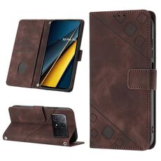 Custodia per telefono in pelle goffrata per Xiaomi Redmi K70E (marrone)
