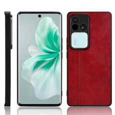 Custodia per telefono con cover posteriore cucita con motivo mucca per vivo S18 Pro 5G / V30 Pro 5G(Rosso)