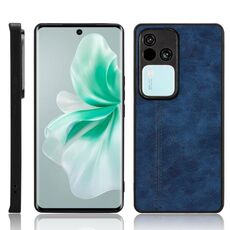 Custodia per cellulare con cover posteriore cucita con motivo mucca per vivo S18 Pro 5G / V30 Pro 5G (blu)
