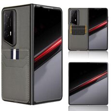 Per Honor Magic V2 RSR Porsche Design Litchi Texture Slot per schede Cover posteriore Custodia per telefono (Grigio)