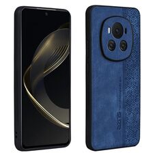 Custodia per telefono con sensazione di pelle in rilievo 3D per Honor Magic6 AZNS (blu zaffiro)