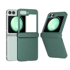 Per Samsung Galaxy Z Flip6 5G 3 in 1 Custodia opaca per PC con motivo a onde e cerniera (verde scuro)