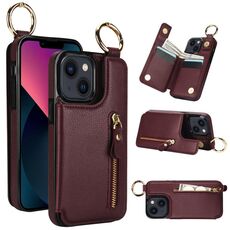 Custodia per telefono per iPhone 13 mini Litchi Texture Zipper doppia fibbia (rosso bordeaux)