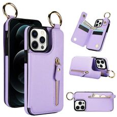 Custodia per telefono con cerniera doppia fibbia per iPhone 12 Pro Max Litchi Texture (viola)