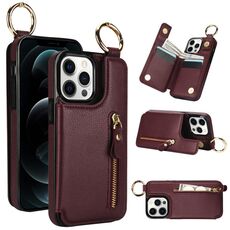 Custodia per telefono per iPhone 12 Pro Max Litchi Texture Zipper doppia fibbia (rosso bordeaux)
